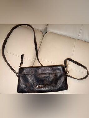 Bed Stu Distressed Brown & Black Leather Crossbody Bag